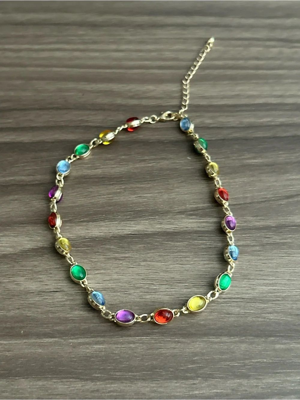 Multicolor Gemstone Link necklace Q1240